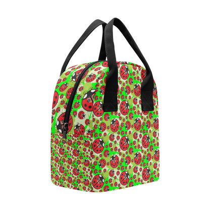 Ladybug with Leaf Print Pattern Insulated Lunch Bag
