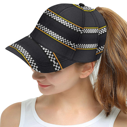 Checkered Flag Yellow Line Style Snapback Cap