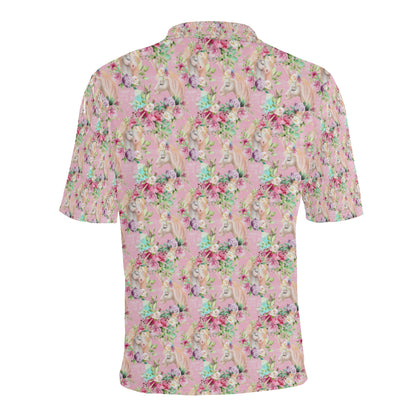 Unicorn Princess with Rose Men Polo Shirt