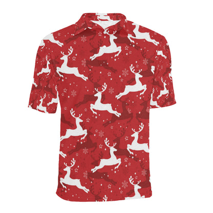 Reindeer Red Pattern Print Design 01 Men Polo Shirt