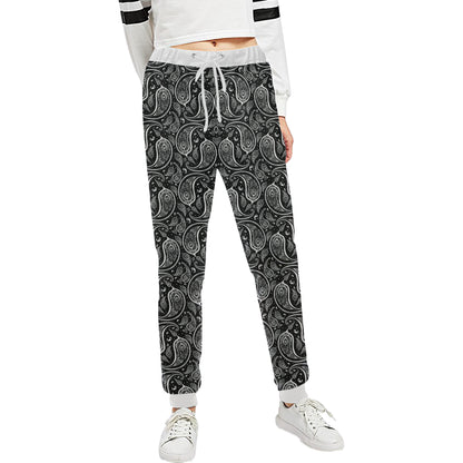 Paisley Black Design Print Unisex Sweatpants
