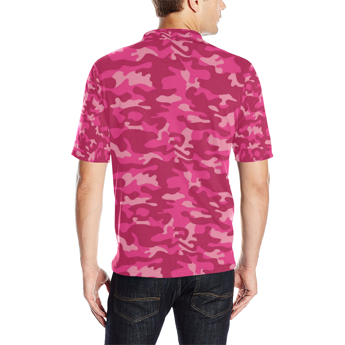 Camo Pink Pattern Print Design 01 Men Polo Shirt