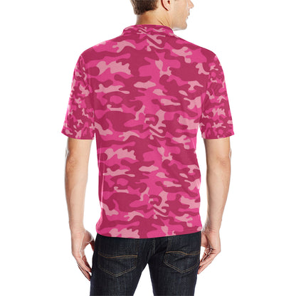 Camo Pink Pattern Print Design 01 Men Polo Shirt