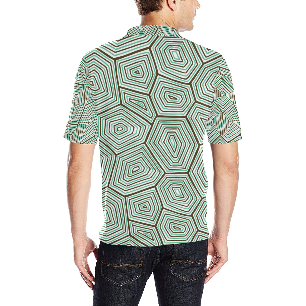Sea Turtle Skin Print Men Polo Shirt