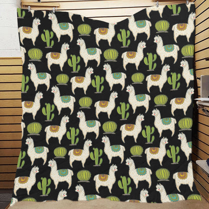 Alpaca Cactus Pattern Print Design 07 Premium Quilt
