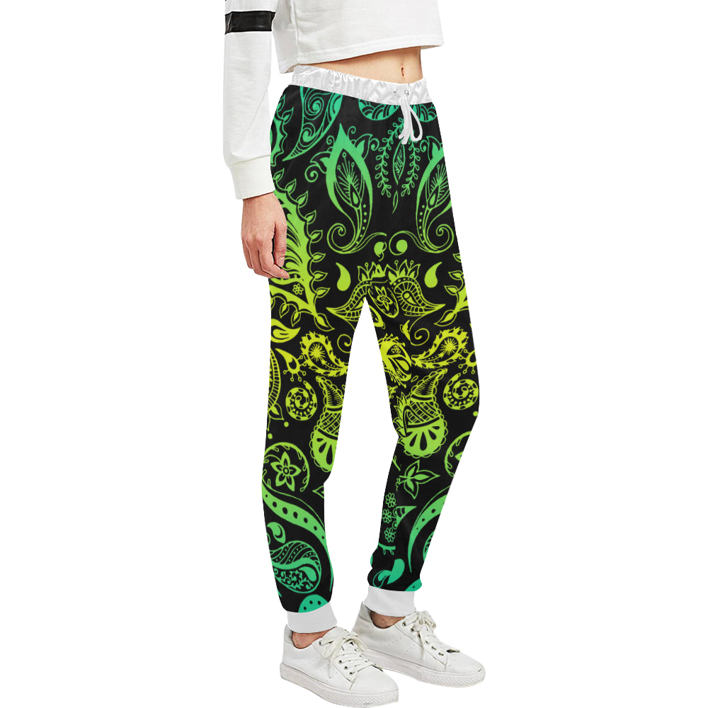 Paisley Green Design Print Unisex Sweatpants