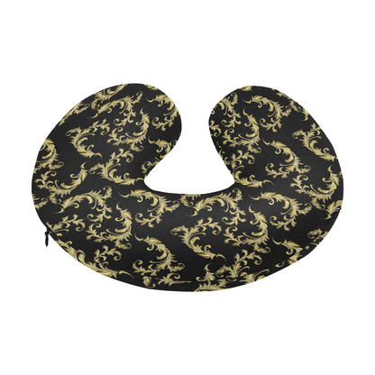 Baroque Golden Pattern Print Design 01 U-Shaped Travel Neck Pillow