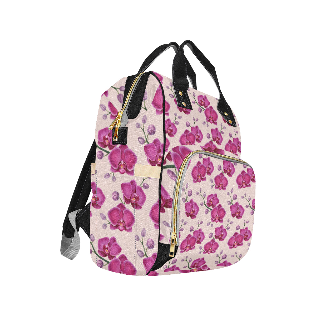 Orchid Pattern Print Design A02 Diaper Bag Backpack