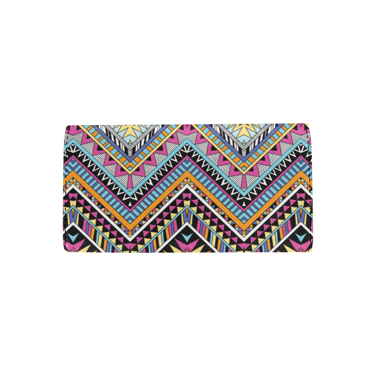 Multicolor zigzag Tribal Aztec Women's Trifold Wallet