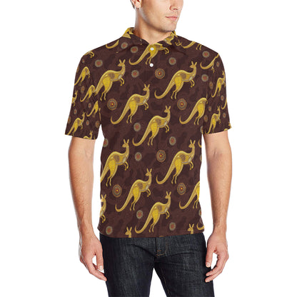 Kangaroos Aboriginal Pattern Print Design 08 Men Polo Shirt