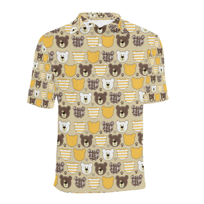 Bear PatchworkPattern Print Design 01 Men Polo Shirt