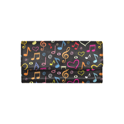 Music note Pattern Print Design A01 Women's Trifold Wallet