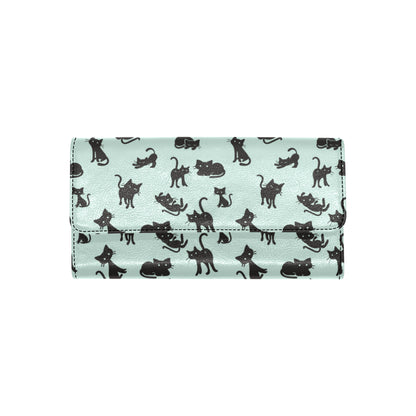 Black Cat Pattern Print Design 04 Women's Trifold Wallet