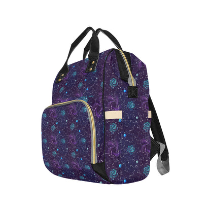 Zodiac Galaxy Design Print Diaper Bag Backpack