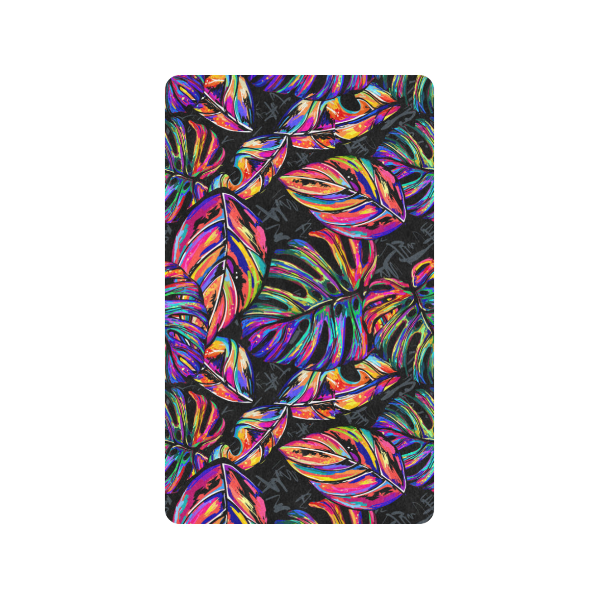 Neon Color Tropical Palm Leaves Rubber Doormat