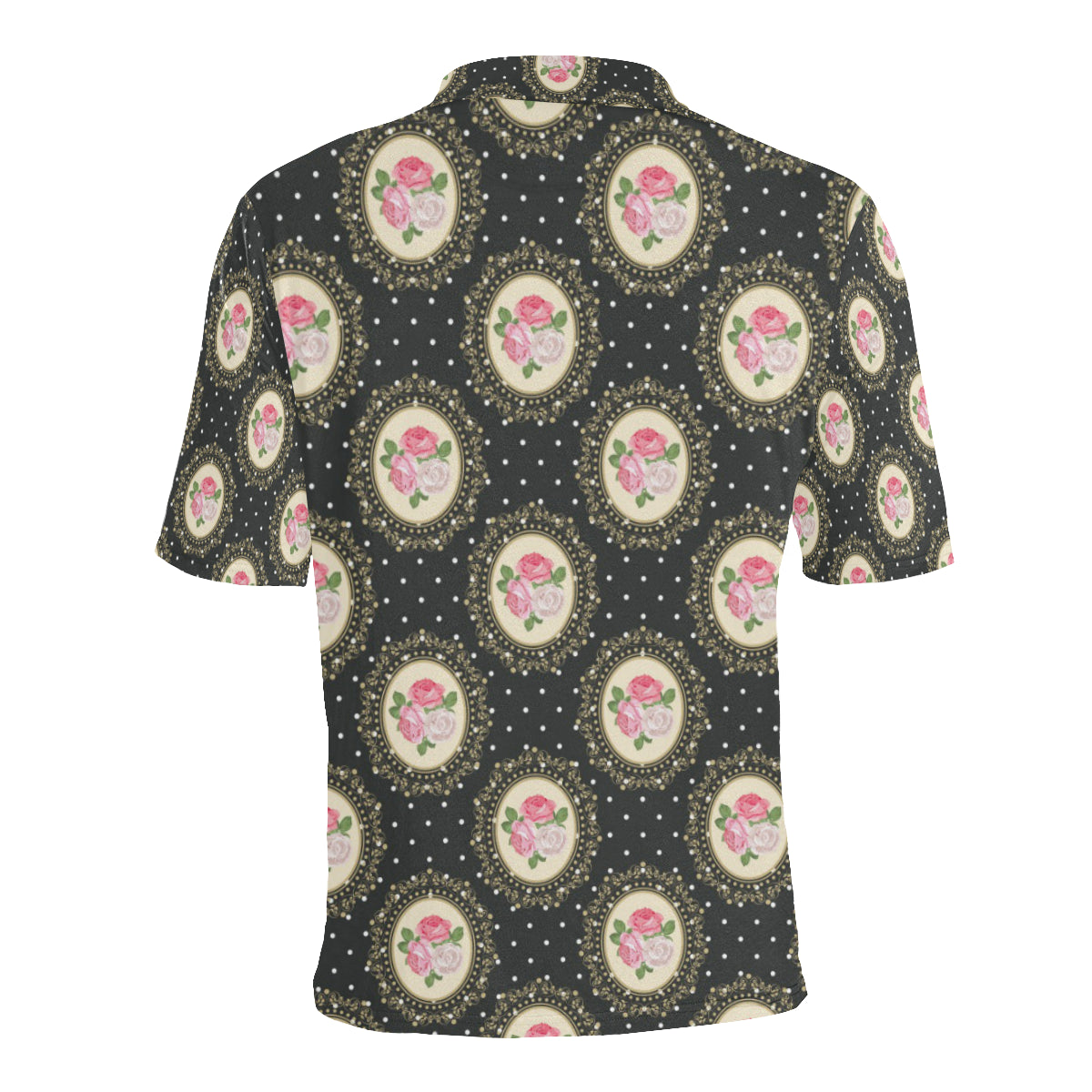 Rose Pattern Print Design RO015 Men Polo Shirt