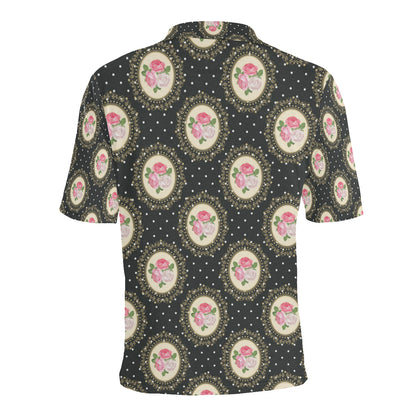 Rose Pattern Print Design RO015 Men Polo Shirt