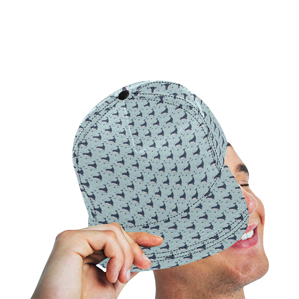 Whale Cute Design Themed Print Snapback Cap