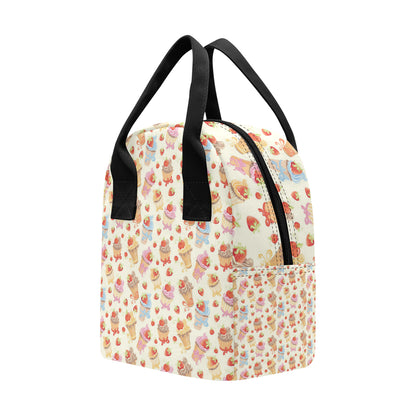 Cupcakes Strawberry Cherry Print Insulated Lunch Bag