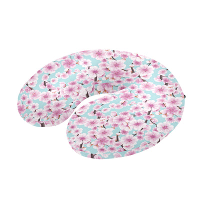 Cherry Blossom Pattern Print Design 01 U-Shaped Travel Neck Pillow
