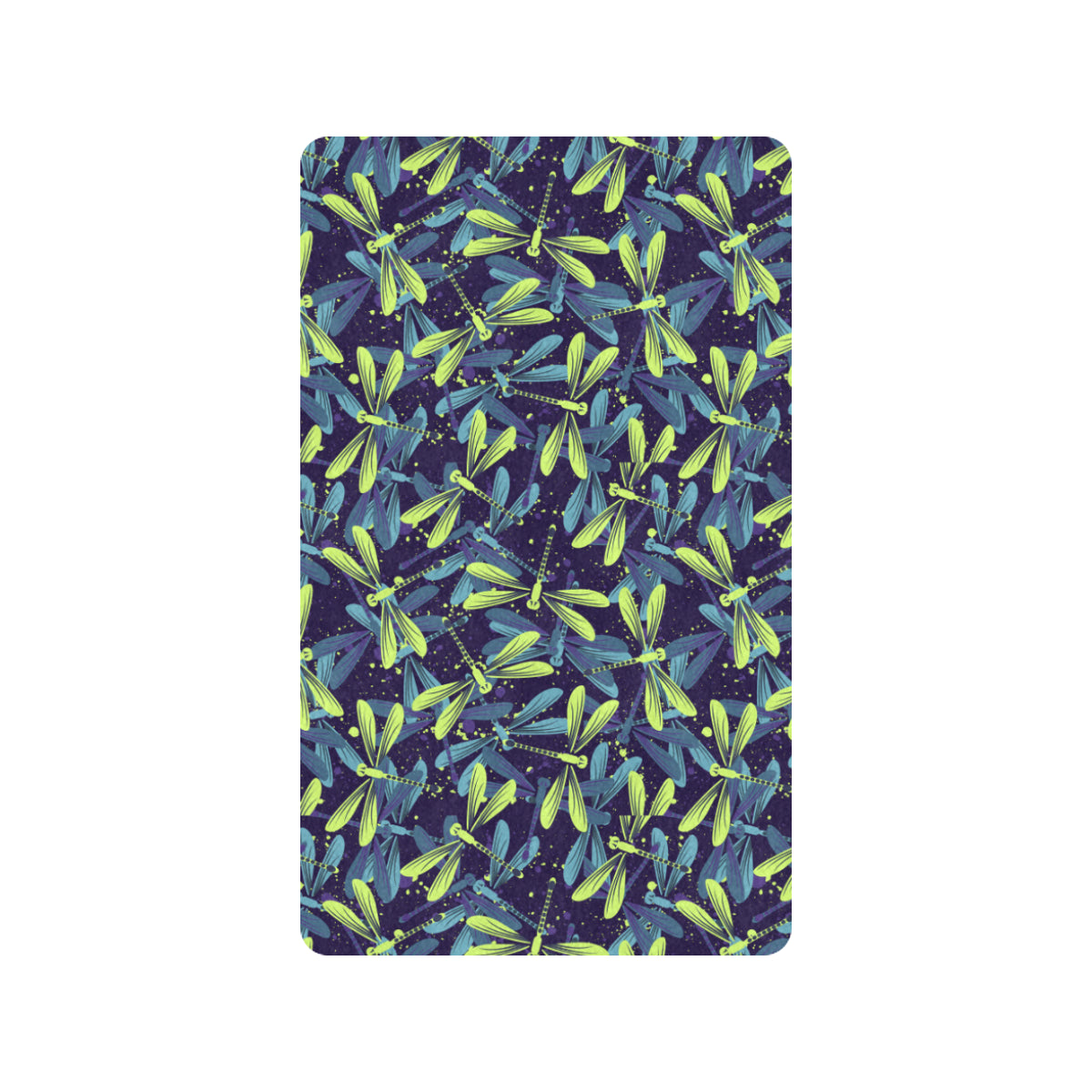 Dragonfly Lime Blue Print Pattern Rubber Doormat