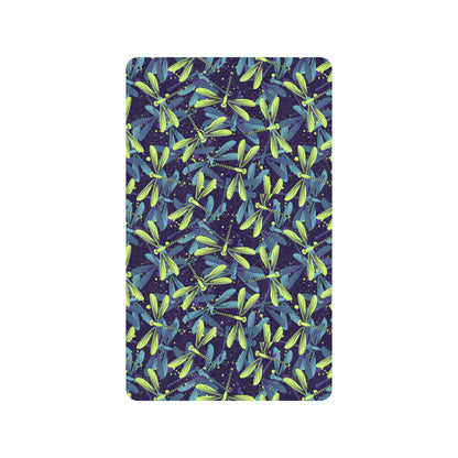 Dragonfly Lime Blue Print Pattern Rubber Doormat