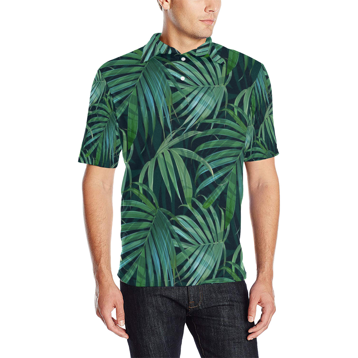 Tropical Flower Pattern Print Design TF011 Men Polo Shirt
