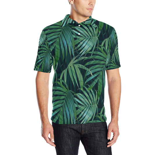 Tropical Flower Pattern Print Design TF011 Men Polo Shirt