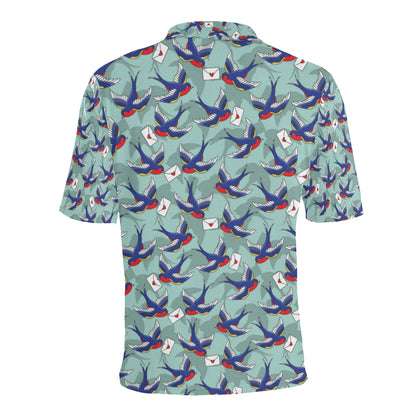 Swallow Bird Pattern Print Design 02 Men Polo Shirt