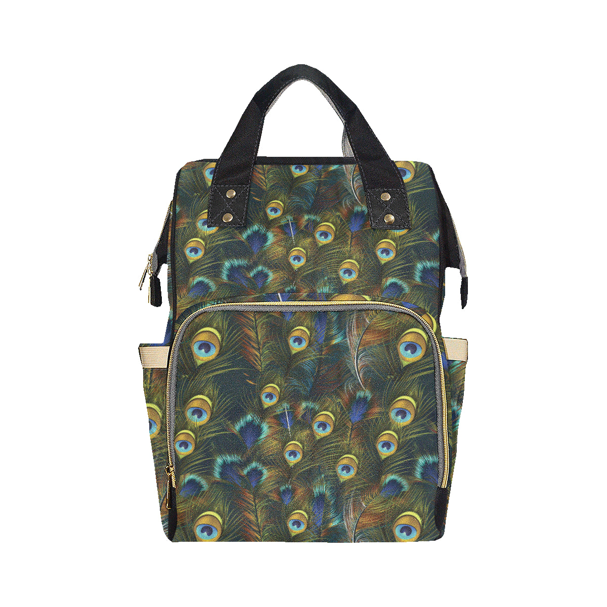 Peacock Feather Pattern Print Design A03 Diaper Bag Backpack