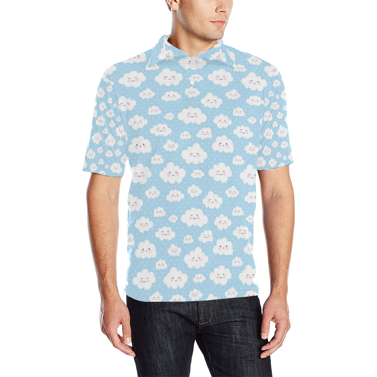 Cloud  Pattern Print Design 02 Men Polo Shirt