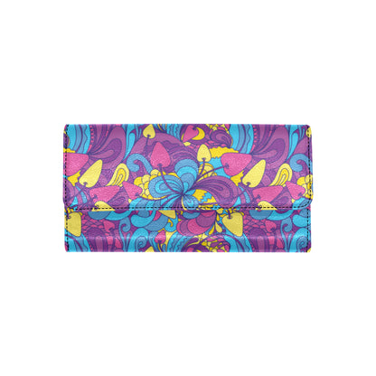 Psychedelic Mushroom Pattern Print Design A03 Women's Trifold Wallet