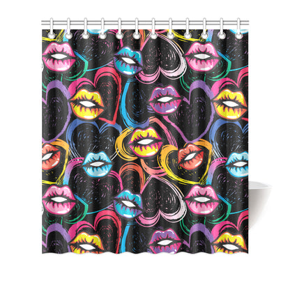 Pop Art Lip Pattern Print Design A03 Shower Curtain