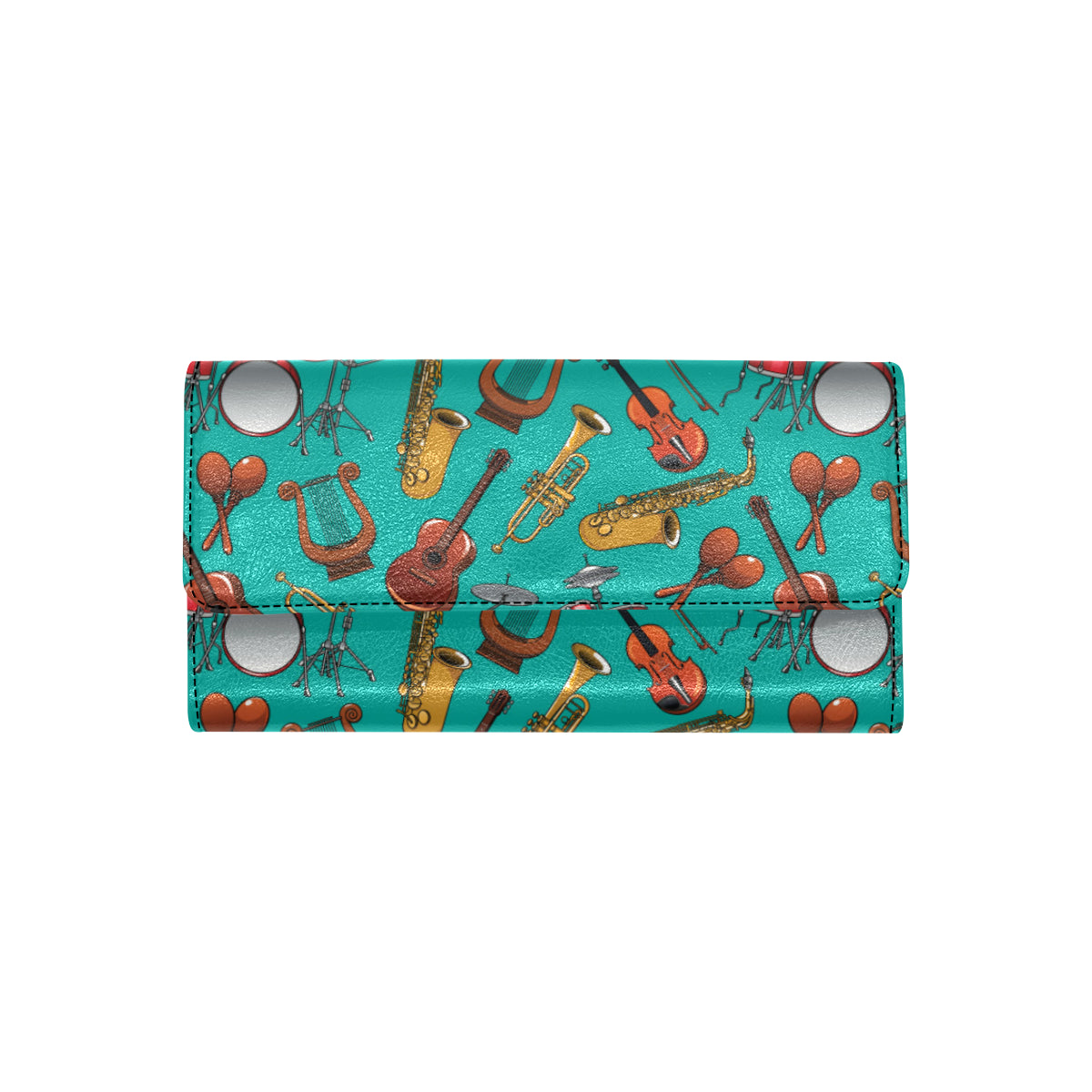 Drum Set Pattern Print Design 01 Women's Trifold Wallet