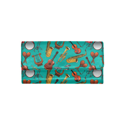 Drum Set Pattern Print Design 01 Women's Trifold Wallet