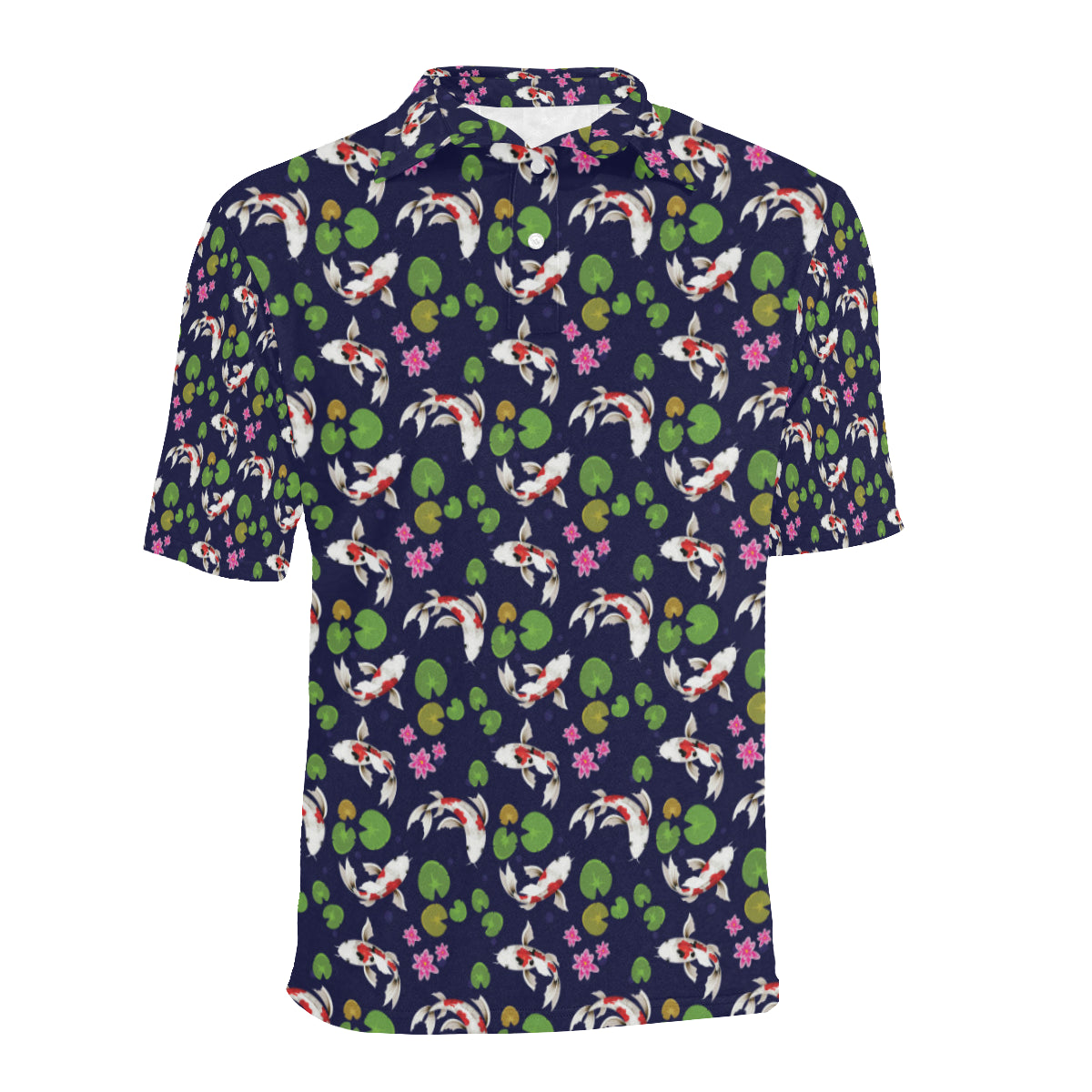 Koi Carp Pattern Design Themed Print Men Polo Shirt