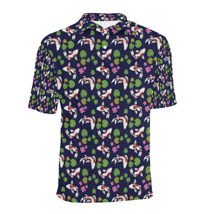Koi Carp Pattern Design Themed Print Men Polo Shirt