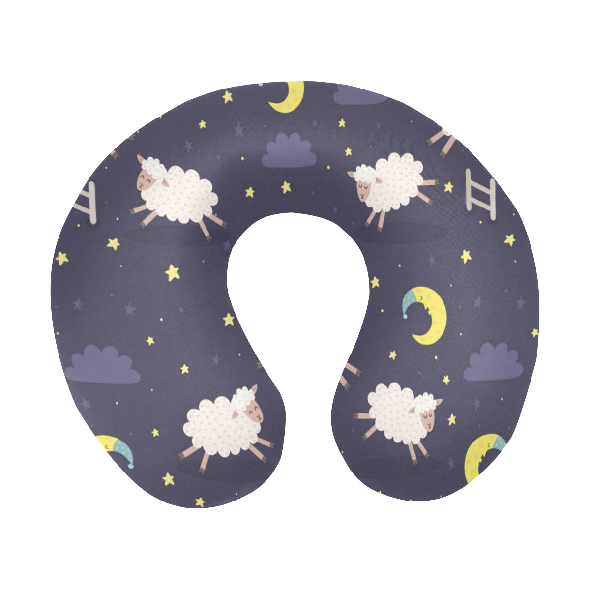 Sheep Night Pattern Print Design 02 U-Shaped Travel Neck Pillow