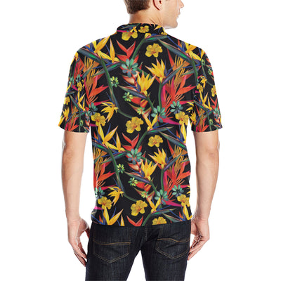 Bird Of Paradise Pattern Print Design BOP016 Men Polo Shirt