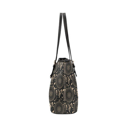 Dream Catcher Mandala Boho Moon Leather Tote Bag