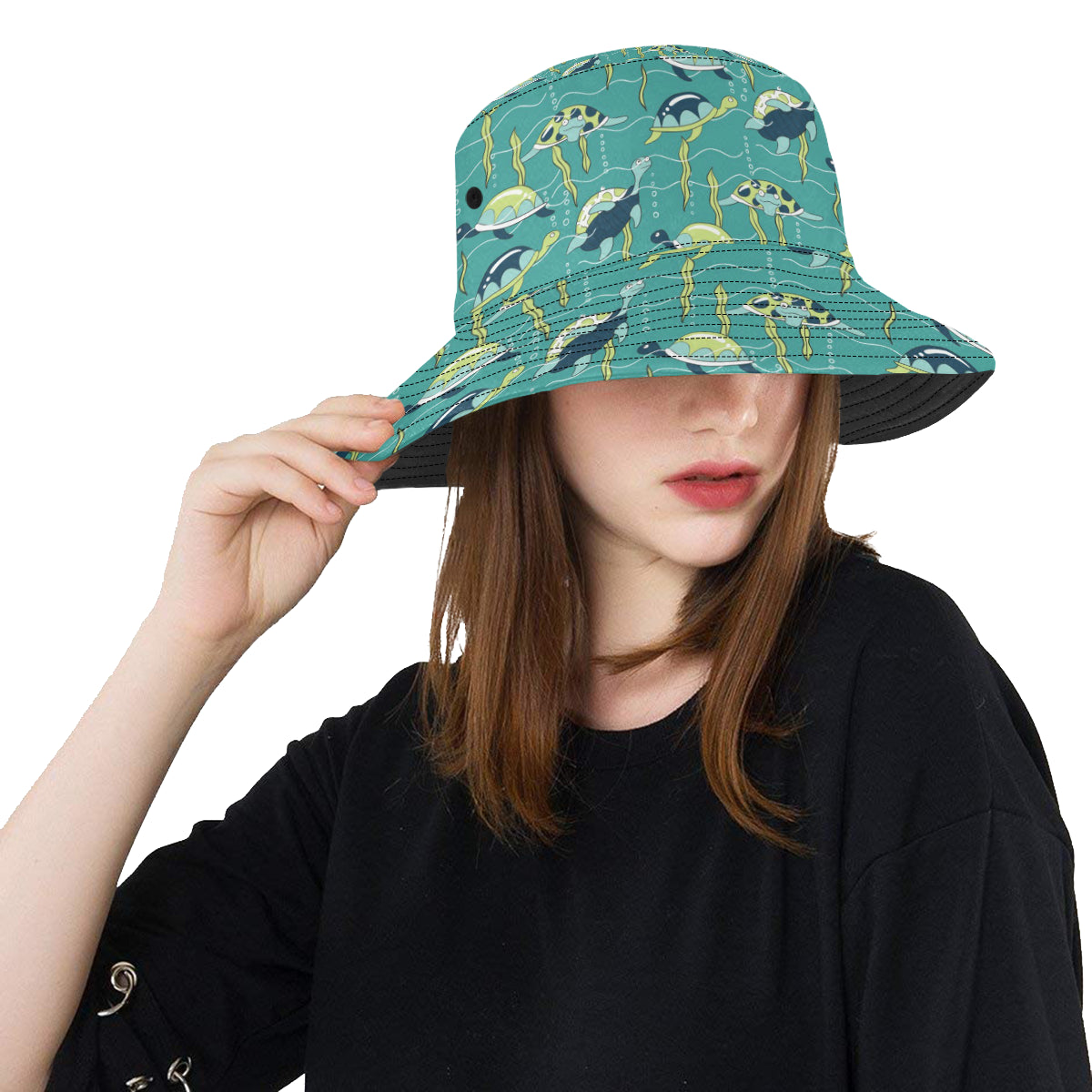 Sea Turtle Pattern Print Design T08 Unisex Bucket Hat
