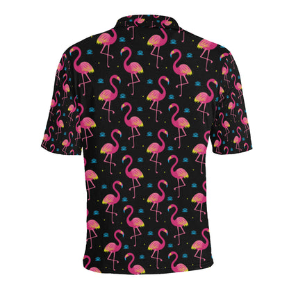 Flamingo Pink Neon Print Pattern Men Polo Shirt