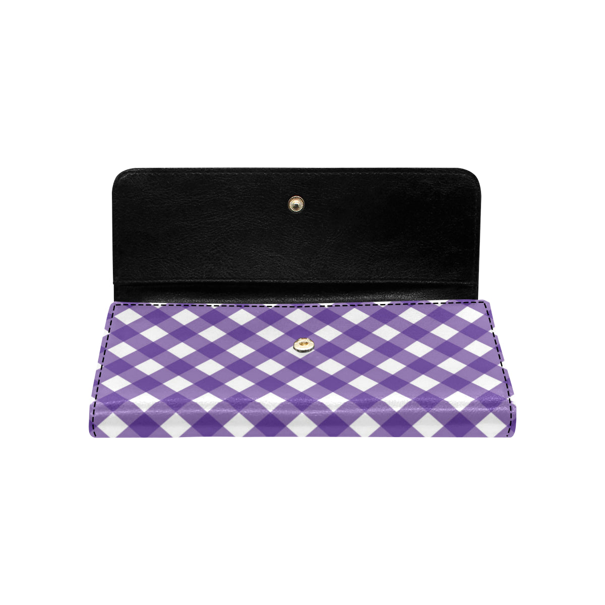 Gingham Purple Pattern Print Design 03 Women's Trifold Wallet