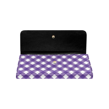 Gingham Purple Pattern Print Design 03 Women's Trifold Wallet