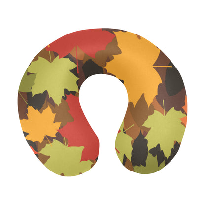 Maple Leaf Pattern Print Design 05 U-Shaped Travel Neck Pillow