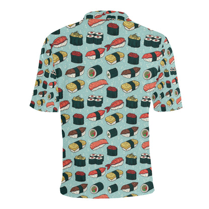 Sushi Pattern Design Men Polo Shirt
