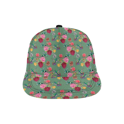 Hummingbird with Rose Themed Print Snapback Cap