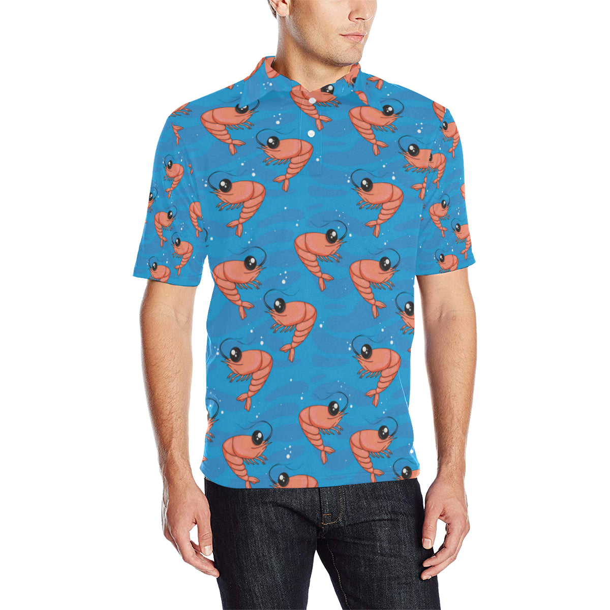 Prawn Cute Pattern Print Design 03 Men Polo Shirt