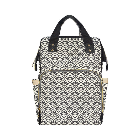 Lotus Pattern Print Diaper Bag Backpack