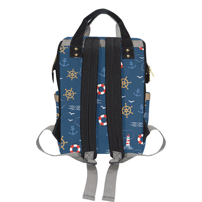 Nautical Pattern Print Design A06 Diaper Bag Backpack
